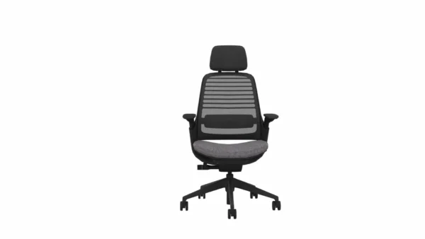 Ergonomic Office Chair with Headrest - Steelcase Series 1 - Ash Color - Front View