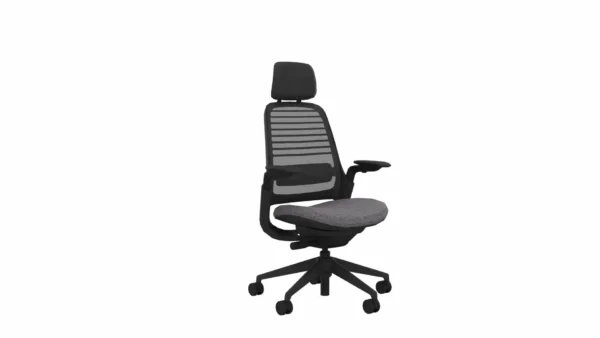 Ergonomic Office Chair with Headrest - Steelcase Series 1 - Ash Color - Side View