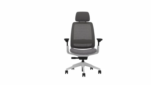 Premium Ergonomic Chair with Headrest - Steelcase Series 2 - Ash Color - Front View