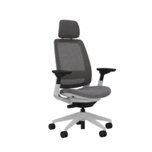 Premium Ergonomic Chair with Headrest - Steelcase Series 2 - Ash Color - Side View
