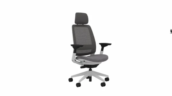 Premium Ergonomic Chair with Headrest - Steelcase Series 2 - Ash Color - Side View