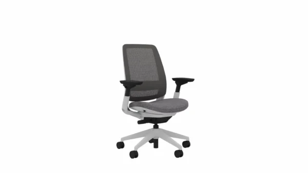 Premium Ergonomic Chair - Steelcase Series 2 - Ash Color - No Headrest - Side View